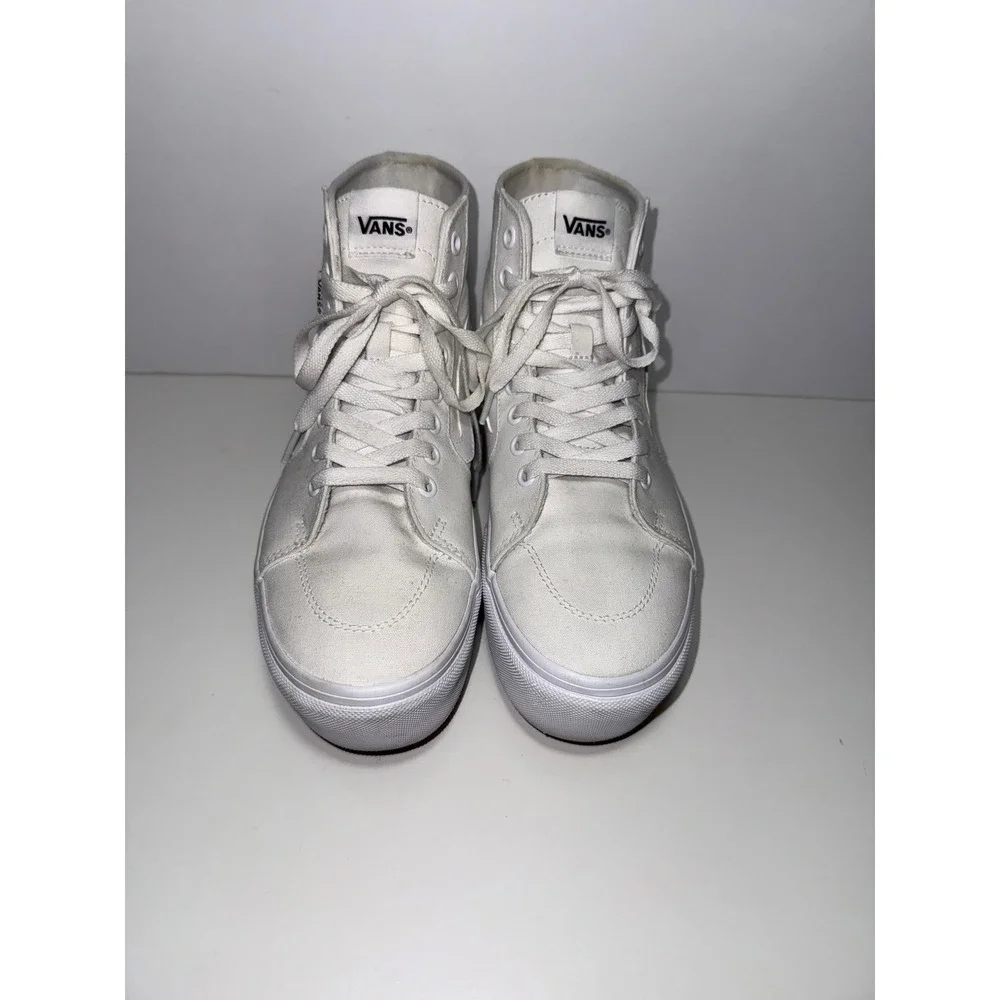 Vans Sk8-Hi Stacked Platform White High Top Canvas Sneakers 500714 Womens 8.5